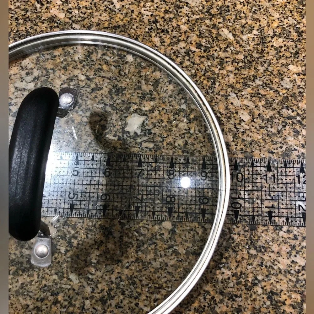 VTG REPLACEMENT LID GLASS STAINLESS STEEL BLACK HANDLE 9.5